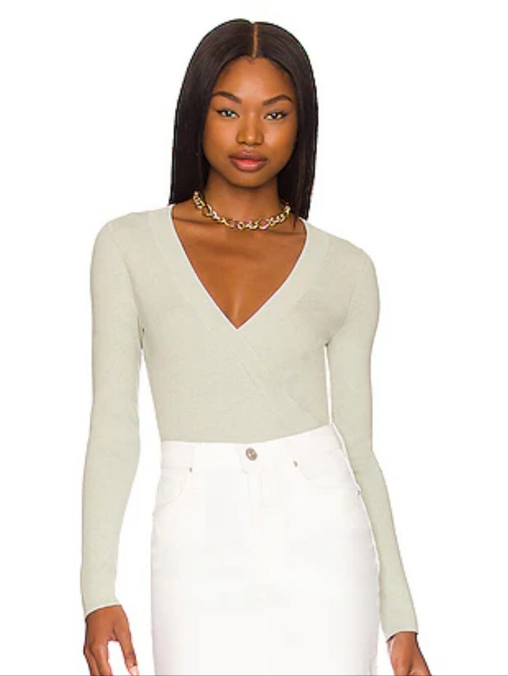 One Grey Day Cedric Wrap Bodysuit ASO Revolve Size Small Bayswater
